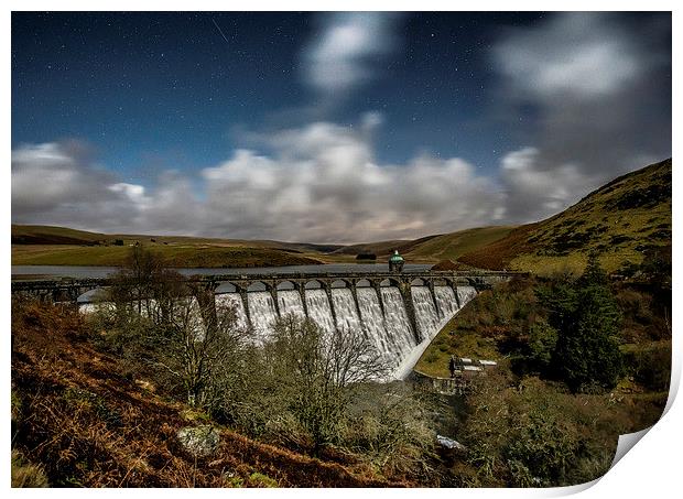 Elan Valley by Moonlight Print by Ian Collins