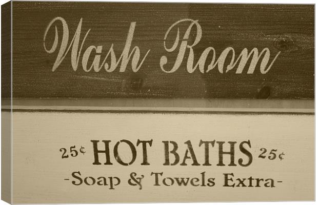 wash room and hot baths sign Canvas Print by mark lindsay