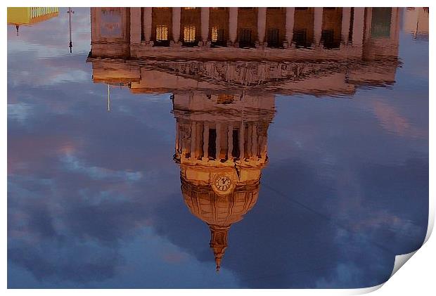water reflection of the nottingham council house i Print by mark lindsay