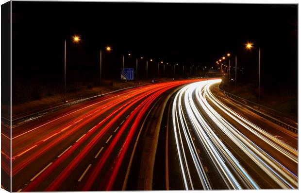 light trails m1 motorway nottinghamshire Canvas Print by mark lindsay