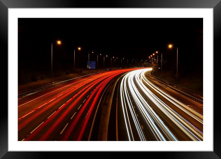 light trails m1 motorway nottinghamshire Framed Mounted Print by mark lindsay