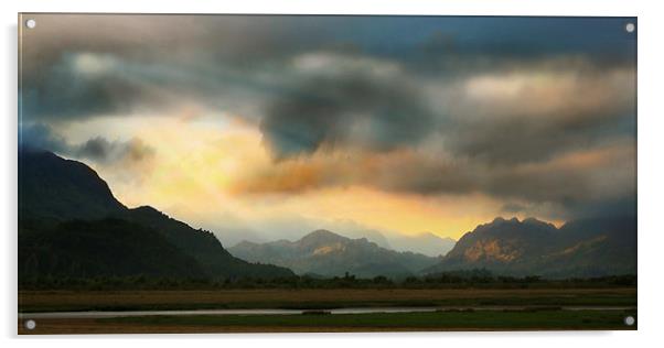 Sunset over Snowdonia Acrylic by Ceri Jones