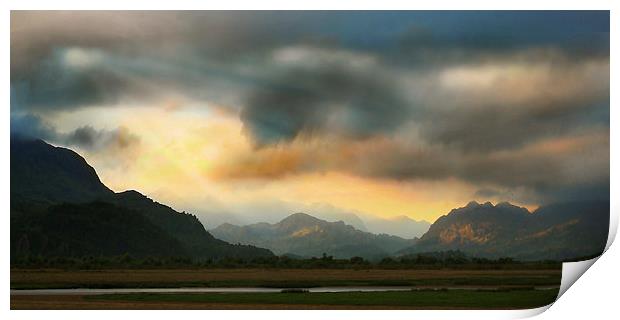 Sunset over Snowdonia Print by Ceri Jones