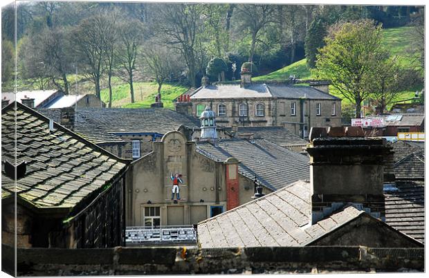 Rooftops over Holmfirth Canvas Print by JEAN FITZHUGH