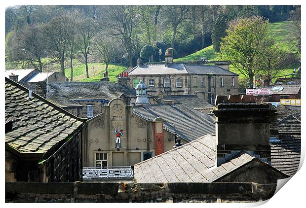 Rooftops over Holmfirth Print by JEAN FITZHUGH