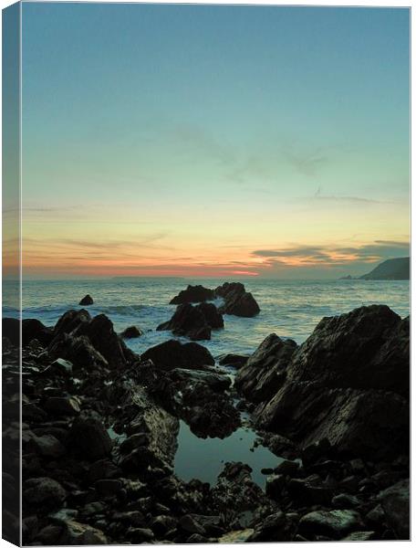 Sunset, Rockpool, West Dale Canvas Print by Adam Morgan