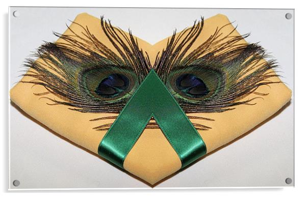 Peacock feather napkin Acrylic by Ruth Hallam
