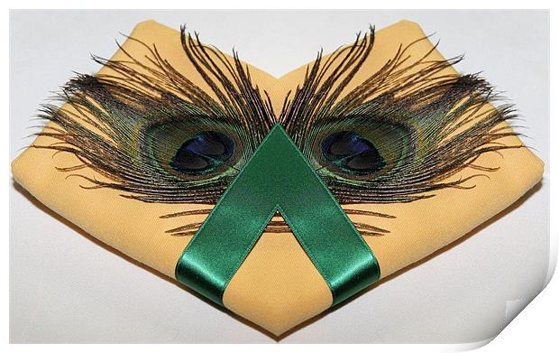 Peacock feather napkin Print by Ruth Hallam