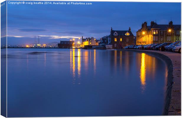 Calm Broughty Ferry waterfront at night Canvas Print by craig beattie
