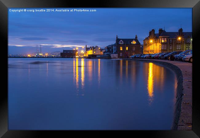 Calm Broughty Ferry waterfront at night Framed Print by craig beattie
