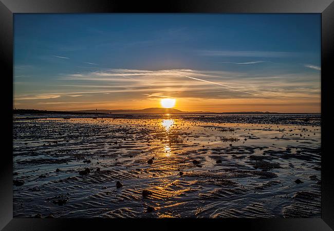 Machynys sunset Llanelli Framed Print by tim jones