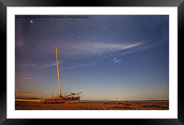beach at night Framed Mounted Print by paul neville