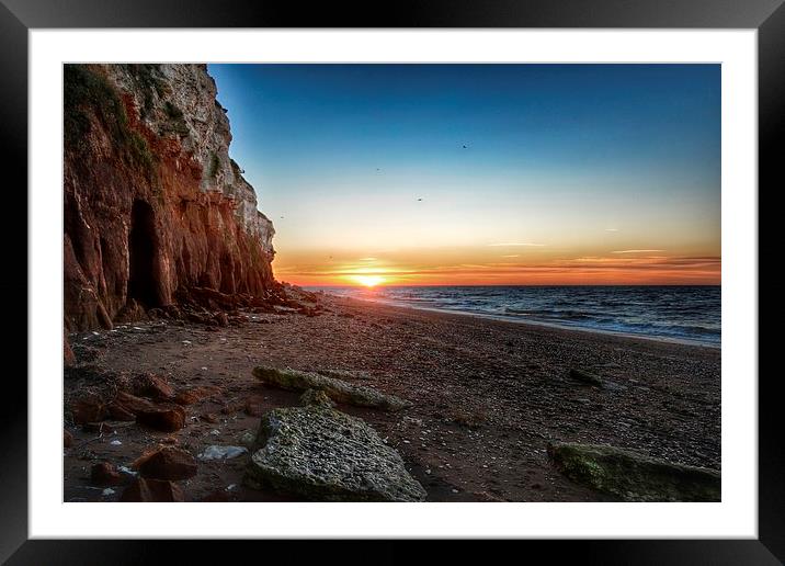 Hunstanton cliffs at sunset Framed Mounted Print by Gary Pearson