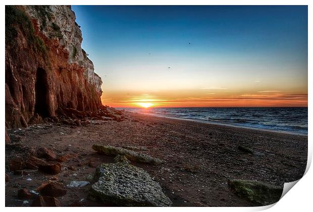Hunstanton cliffs at sunset Print by Gary Pearson
