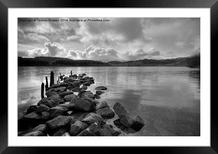 Loch Ard Mono Framed Mounted Print by Tommy Dickson