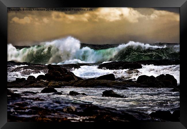 Raging Indian Ocean Framed Print by Andy Anderson