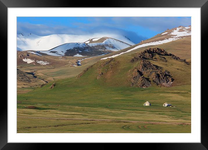 Yurts in highlands Framed Mounted Print by Sergey Golotvin