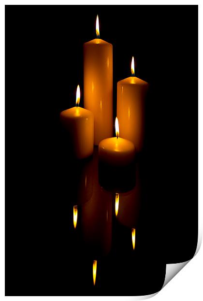 Reflected Candles Still Life Print by Rick Parrott