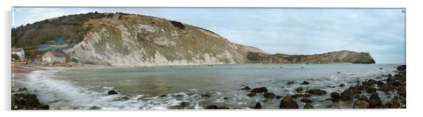 Lulworth cover panormaic Acrylic by Mike French