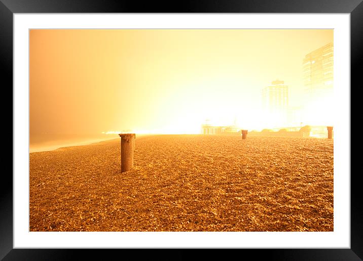 Brighton Beach Nightime Framed Mounted Print by mark blower