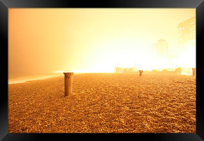 Brighton Beach Nightime Framed Print by mark blower