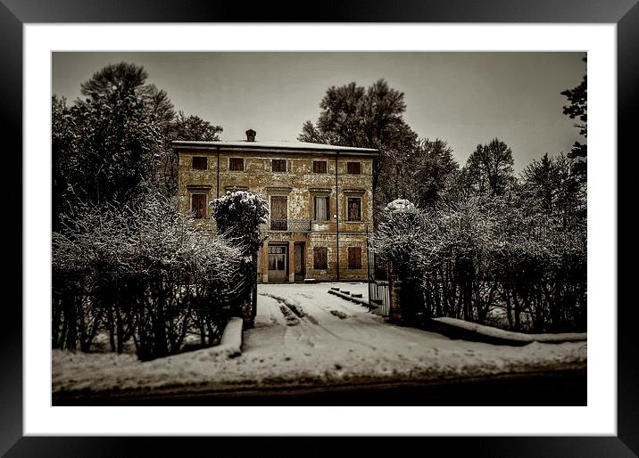Old country house with snow Framed Mounted Print by Guido Parmiggiani