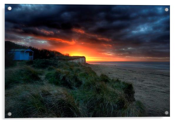 Hunstanton beach hut sunset Acrylic by Gary Pearson
