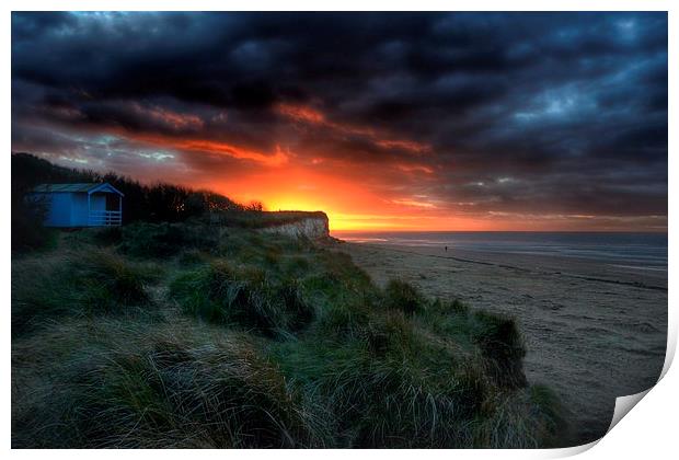 Hunstanton beach hut sunset Print by Gary Pearson