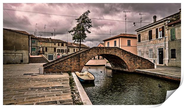The Carmine bridge in Comacchio Italy Print by Guido Parmiggiani