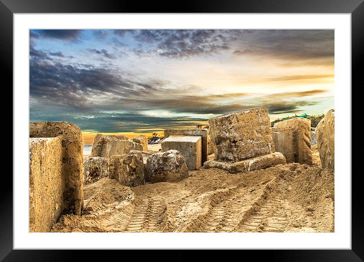 Hemsby Beach Old Blocks Framed Mounted Print by James Taylor