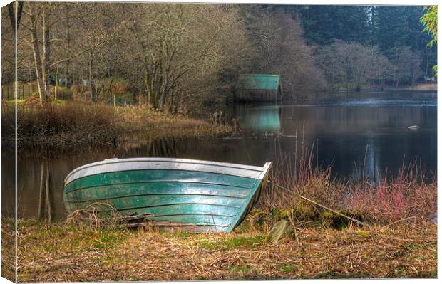 Loch Ard Boat And Boathouse Canvas Print by Tommy Dickson