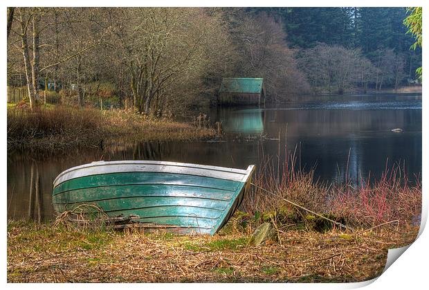 Loch Ard Boat And Boathouse Print by Tommy Dickson