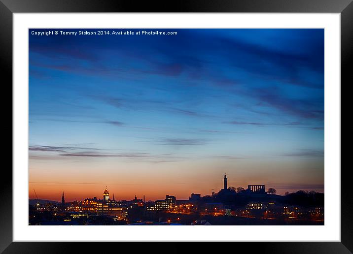 Edinburghs Majestic Night Skyline Framed Mounted Print by Tommy Dickson