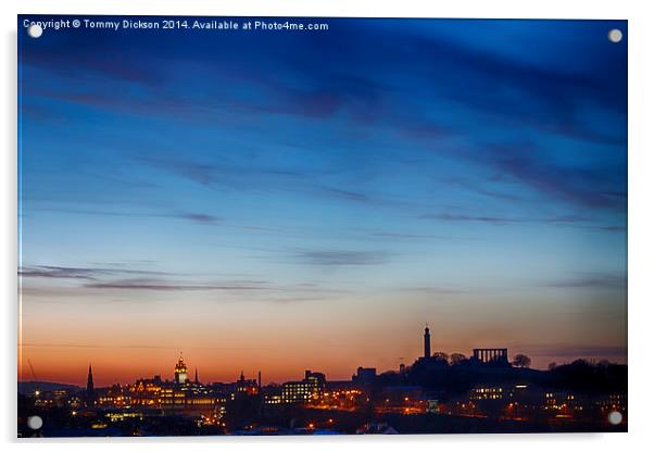 Edinburghs Majestic Night Skyline Acrylic by Tommy Dickson