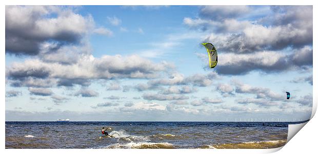 Kite surfing Print by Thanet Photos
