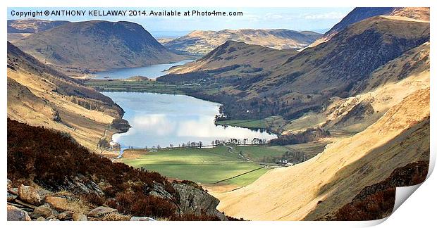 BUTTERMERE AND CRUMMOCK WATER Print by Anthony Kellaway