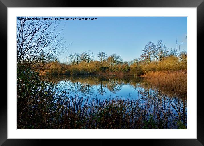 Reflections on a winters morning. Framed Mounted Print by Alan Sutton