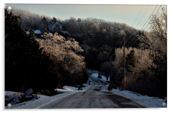 Icy Road Acrylic by Pics by Jody Adams