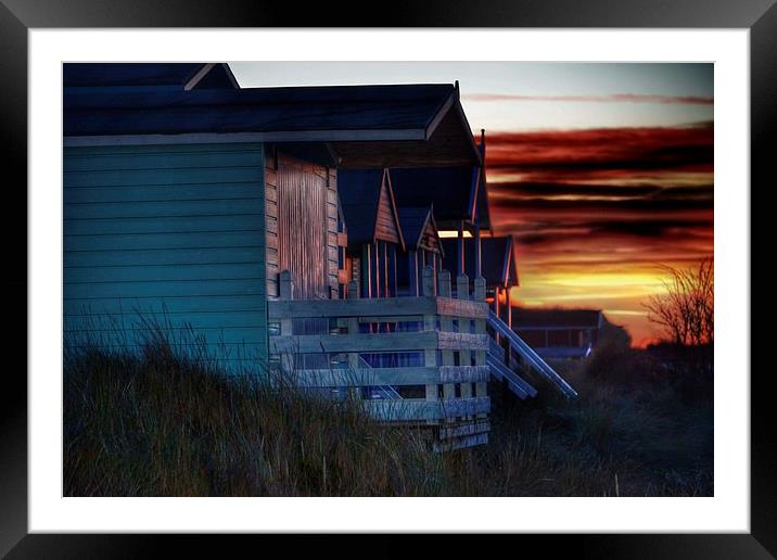 Old Hunstanton beach huts sunset Framed Mounted Print by Gary Pearson