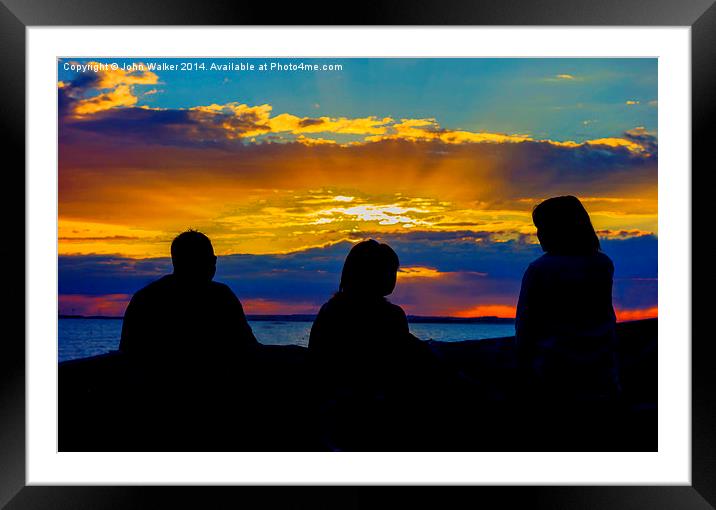Friends Enjoying a Whitstable Sunset Framed Mounted Print by John B Walker LRPS
