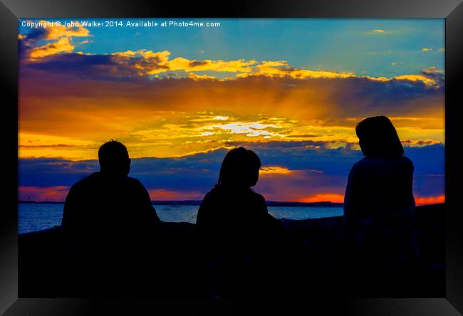 Friends Enjoying a Whitstable Sunset Framed Print by John B Walker LRPS