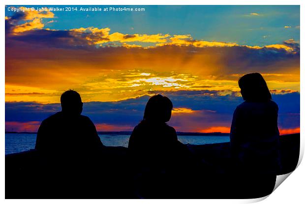 Friends Enjoying a Whitstable Sunset Print by John B Walker LRPS