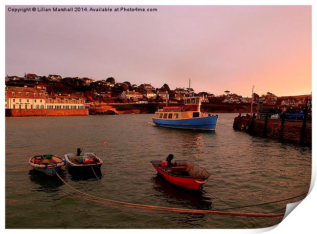 Returning to St Mawes. Print by Lilian Marshall