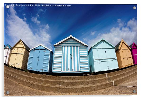 Beach Huts Acrylic by Julian Mitchell