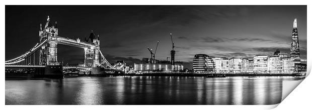 London Panoramic Black and White Print by Oxon Images
