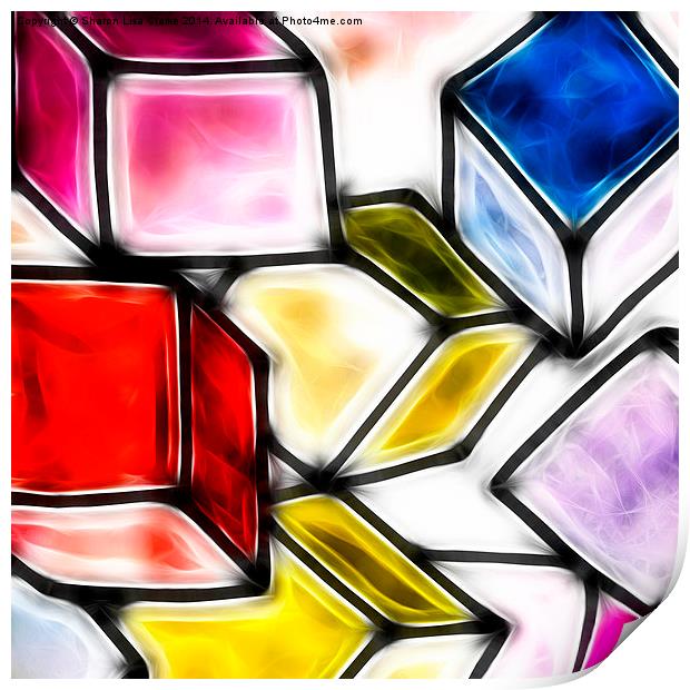 Fractalius cubes Print by Sharon Lisa Clarke