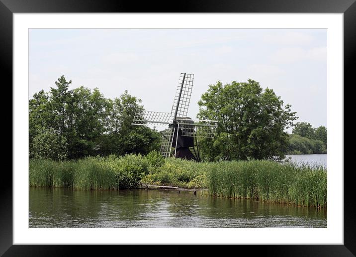 water mill at Alde Feanen Framed Mounted Print by Piet Peters
