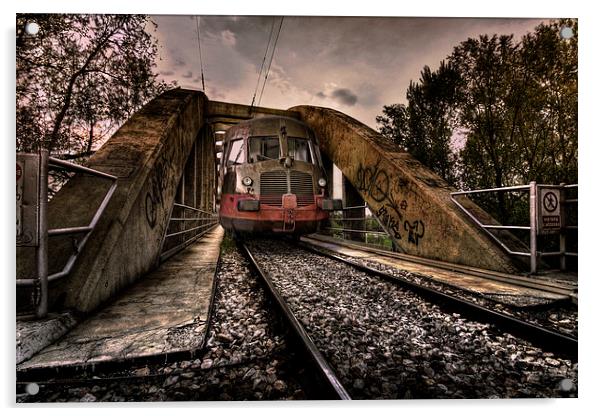 Railway bridge, Savignano Italy Acrylic by Guido Parmiggiani