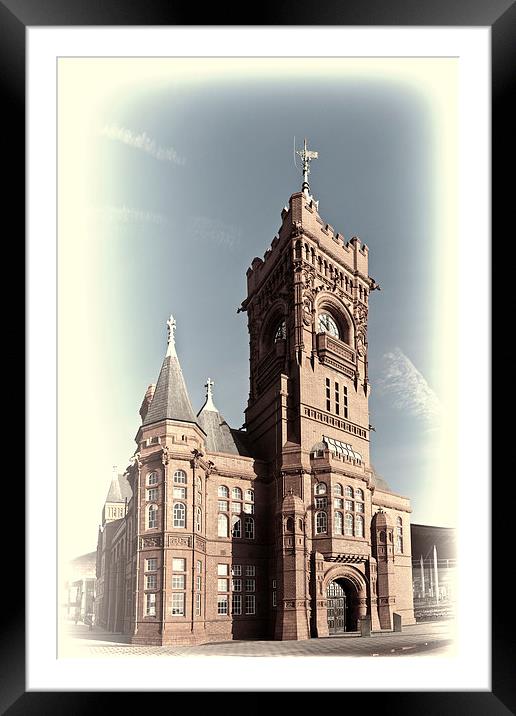 Pierhead Building Cardiff Cream Toned Framed Mounted Print by Steve Purnell