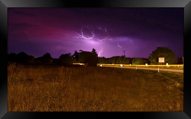 Lightning over Daylesford Framed Print by Matthew Burniston